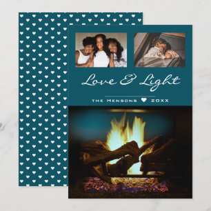 Moderne vuurhaard Cozy kerstfoto Kaart