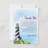 Moderne Vuurtoren Aquarel Scheepvaart Bruiloft Bedankkaart (Voorkant)