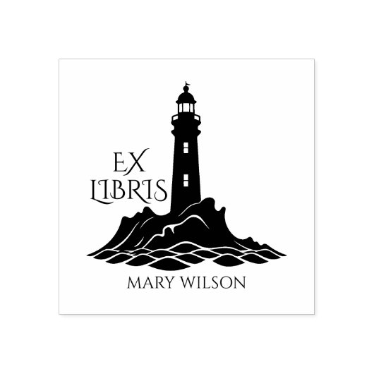 Moderne Vuurtoren Ex Libris Bibliotheek Custom Rubberstempel (Afrduk)