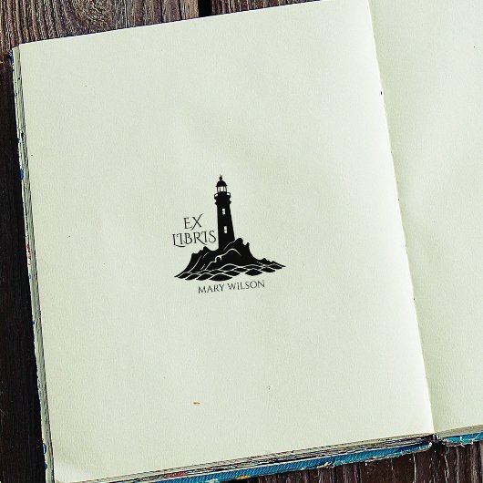 Moderne Vuurtoren Ex Libris Bibliotheek Custom Rubberstempel