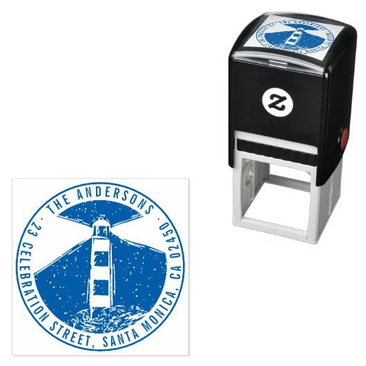 Moderne Vuurtoren Ronde Familienaam Retouradres Zelfinktende Stempel (In situ)