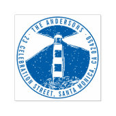 Moderne Vuurtoren Ronde Familienaam Retouradres Zelfinktende Stempel (Design)