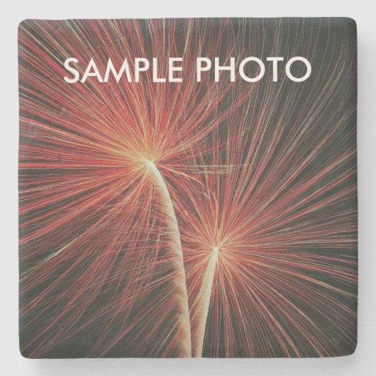 Moderne vuurwerk Aangepaste foto feest template Stenen Onderzetter (Voorkant)