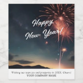 Moderne vuurwerk kalligrafie Happy New Years Bash Wijn Etiket (Enkel label)