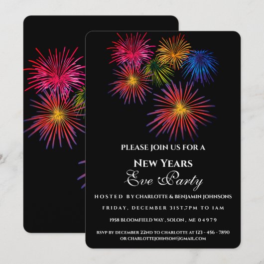 Moderne Vuurwerk Nieuwjaarsfeest Kaart (Voorkant / Achterkant)