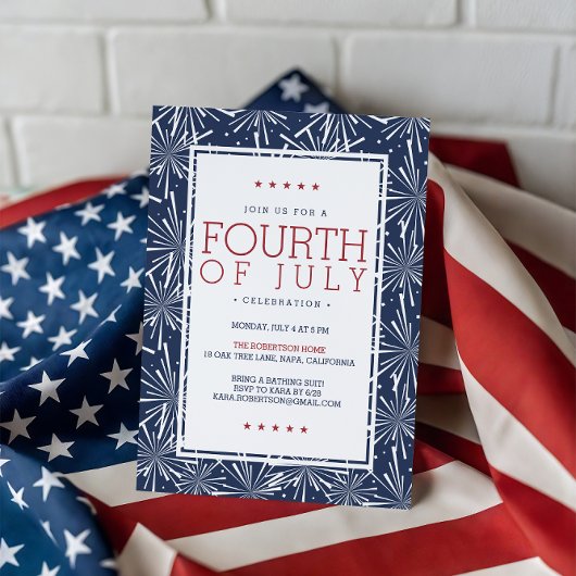 Moderne vuurwerk vierde van juli kaart