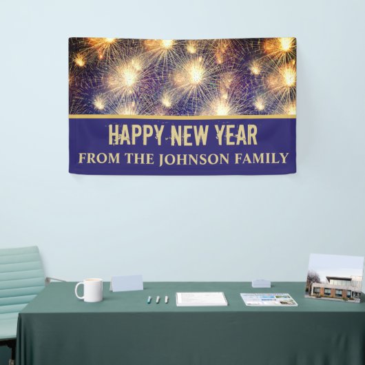 Moderne vuurwerk voor zwart-wit en gouden vuurwerk spandoek (Beurs)