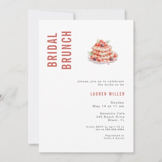 Moderne Waffles Bruids Brunch Douche Kaart (Voorkant)