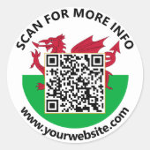 Moderne Wales QR-code stickers, Welshe vlag Ronde Sticker (Voorkant)