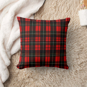 Moderne Wallace Rood Schotse Tartan Plaid Patroon Kussen