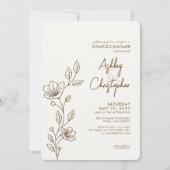 Moderne walnoot bruin loof omtrek bruiloft douche kaart (Voorkant)