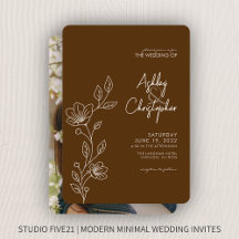 Moderne walnoot bruin loof omtrek foto bruiloft