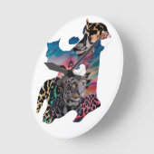 Moderne wandklok – eclectische dierenprint & abstr (Hoek)