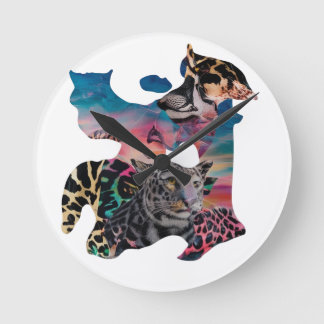 Moderne wandklok – eclectische dierenprint & abstr
