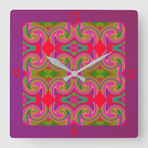 Moderne wandklok -Home -Green/Paars/roze/rood