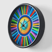 Moderne wandklok met levendige radiale regenboog z (Hoek)