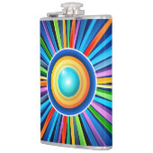 Moderne wandklok met levendige radiale regenboog z heupfles (Links)