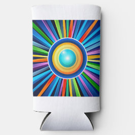 Moderne wandklok met levendige radiale regenboog z seltzer blikjeskoeler