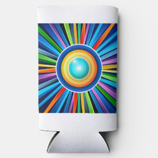 Moderne wandklok met levendige radiale regenboog z seltzer blikjeskoeler
