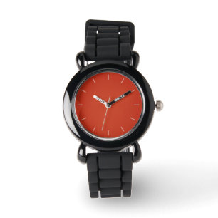 Moderne Warm Red Grainy Texture Horloge
