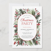 Moderne Warm Red Winter Pset Kerstfeest Kaart (Voorkant)