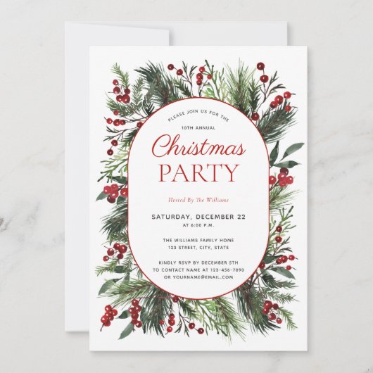 Moderne Warm Red Winter Pset Kerstfeest Kaart (Voorkant)