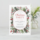 Moderne Warm Red Winter Pset Kerstfeest Kaart (Staand voorkant)