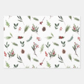 Moderne Warm Red Winter Waterverf Inpakpapier Vel (Voorkant)