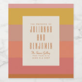 Moderne Warm Stripes Geometric Custom Wedding Wijn Etiket (Enkel label)