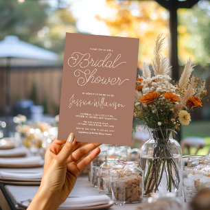 Moderne warme bruine witte typografie Bruids douch Kaart