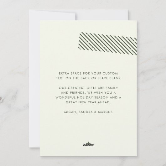 Moderne warme familie foto Schattige stempel Feestdagenkaart (Achterkant)