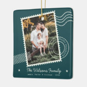 Moderne warme familie foto Schattigee postzegel va Keramisch Ornament (Links)