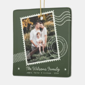 Moderne warme familie foto Schattigee postzegel va Keramisch Ornament (Links)