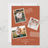 Moderne warme gezinsfoto leuke stempel feestdagenkaart (Voorkant)