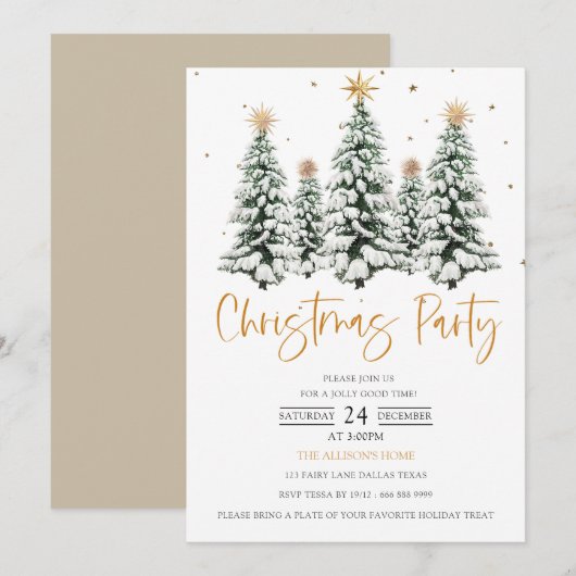 Moderne warme kerststerren kerstfeest uitnodiging (Voorkant / Achterkant)