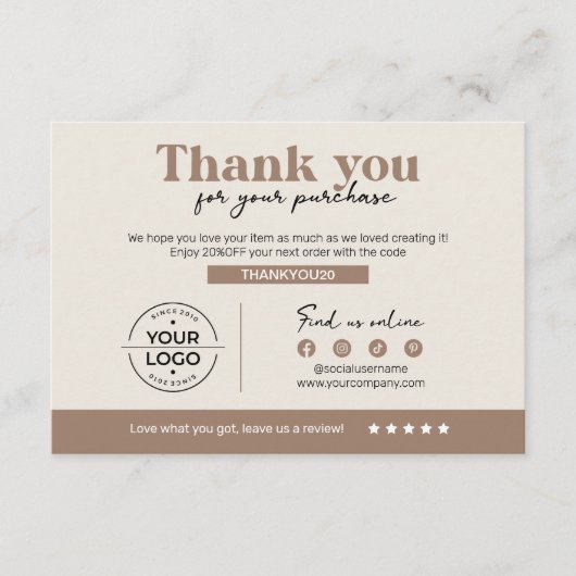 Moderne warme kleine bedrijven korting dank u kaar bedankkaart (Voorkant)