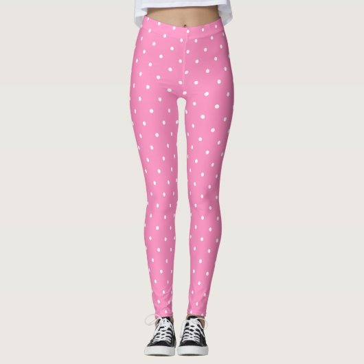 Moderne, warme roze cirkels Stippen elegant Leggings (Voorkant)