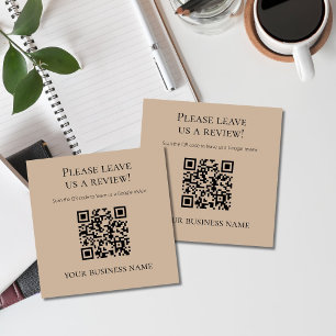 Moderne Warme Tann QR Code Google Review Vierkante Visitekaartje