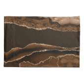 Moderne Warme Tonen Bruin en Gouden Agaat Kussensloop (Achterkant)