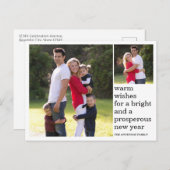 Moderne warme wensen Gelukkig Nieuwjaar Custom Pho Feestdagenkaart (Voorkant / Achterkant)