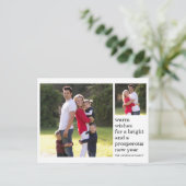 Moderne warme wensen Gelukkig Nieuwjaar Foto Vakan Briefkaart (Staand voorkant)