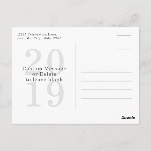 Moderne warme wensen Gelukkig Nieuwjaar Foto Vakan Briefkaart (Achterkant)