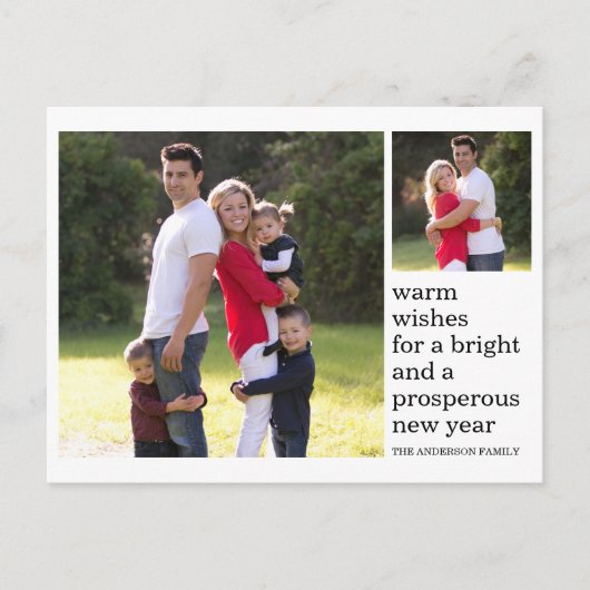 Moderne warme wensen Gelukkig Nieuwjaar Foto Vakan Briefkaart (Voorkant)