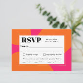 Moderne warmroze en Oranje Abstracte RSVP met meel Kaartje (Staand voorkant)