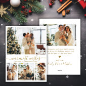 Moderne Warmste Wensen Script 4 Foto Kerstmis Feestdagenkaart