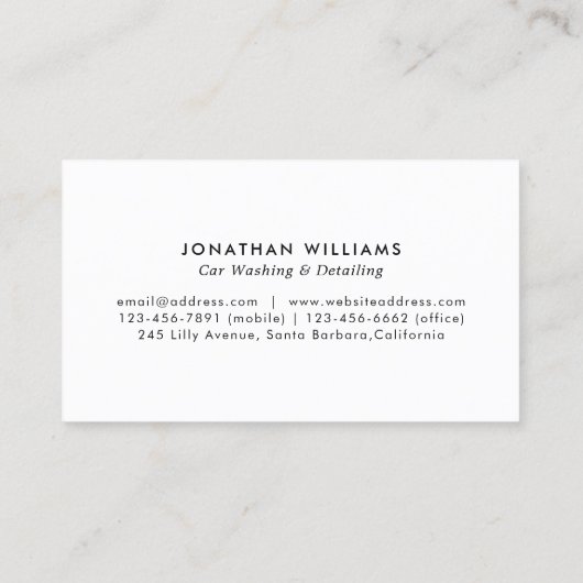 Moderne was en automatische details visitekaartje (Achterkant)