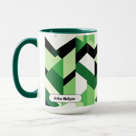 Moderne Wasabi Groen Blok Chevron Ontwerp Mok
