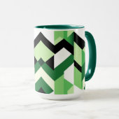 Moderne Wasabi Groen Blok Chevron Ontwerp Mok (Voorkant rechts)