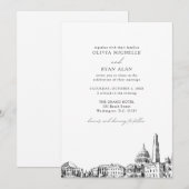 Moderne Washington DC Skyline Zwart & Wit Bruiloft Kaart (Voorkant / Achterkant)