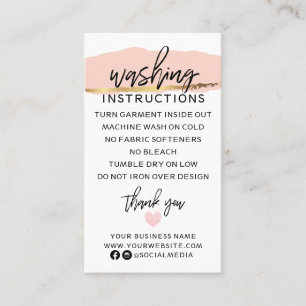 Moderne wasinstructies Kledingverzorging Shirt Visitekaartje